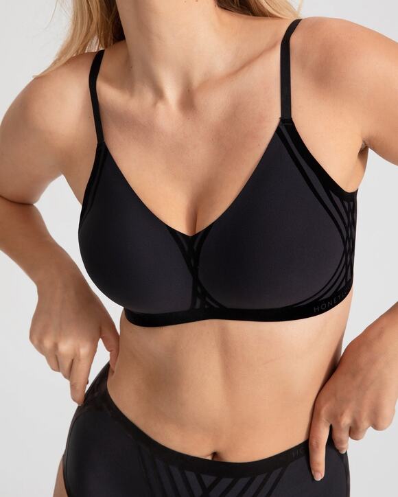 Honeylove Other - Honeylove Liftwear Silhouette Wireless Black Bra Vamp Smoothing Sz M 34 C/D